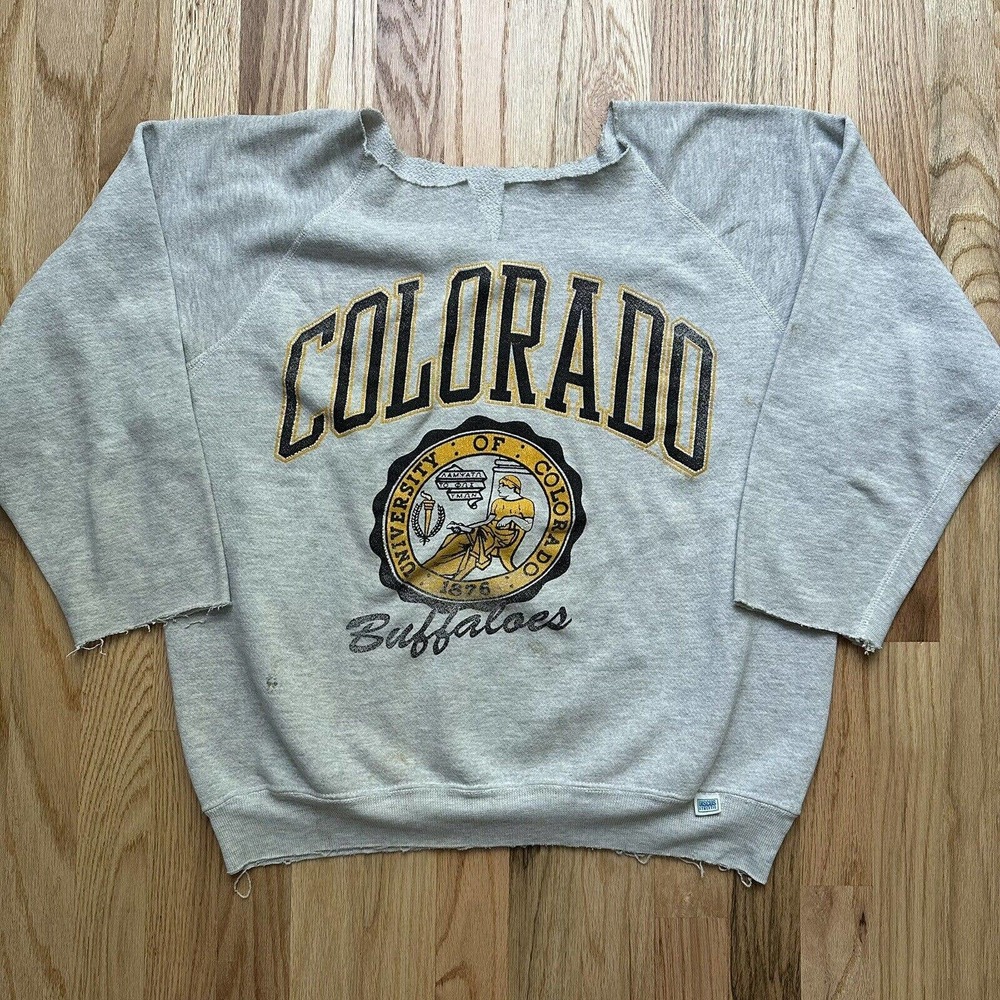 Women's Vintage 90's Colorado Buffaloes CU Buffs Heather Gray Sweatshirt Sz OSFA